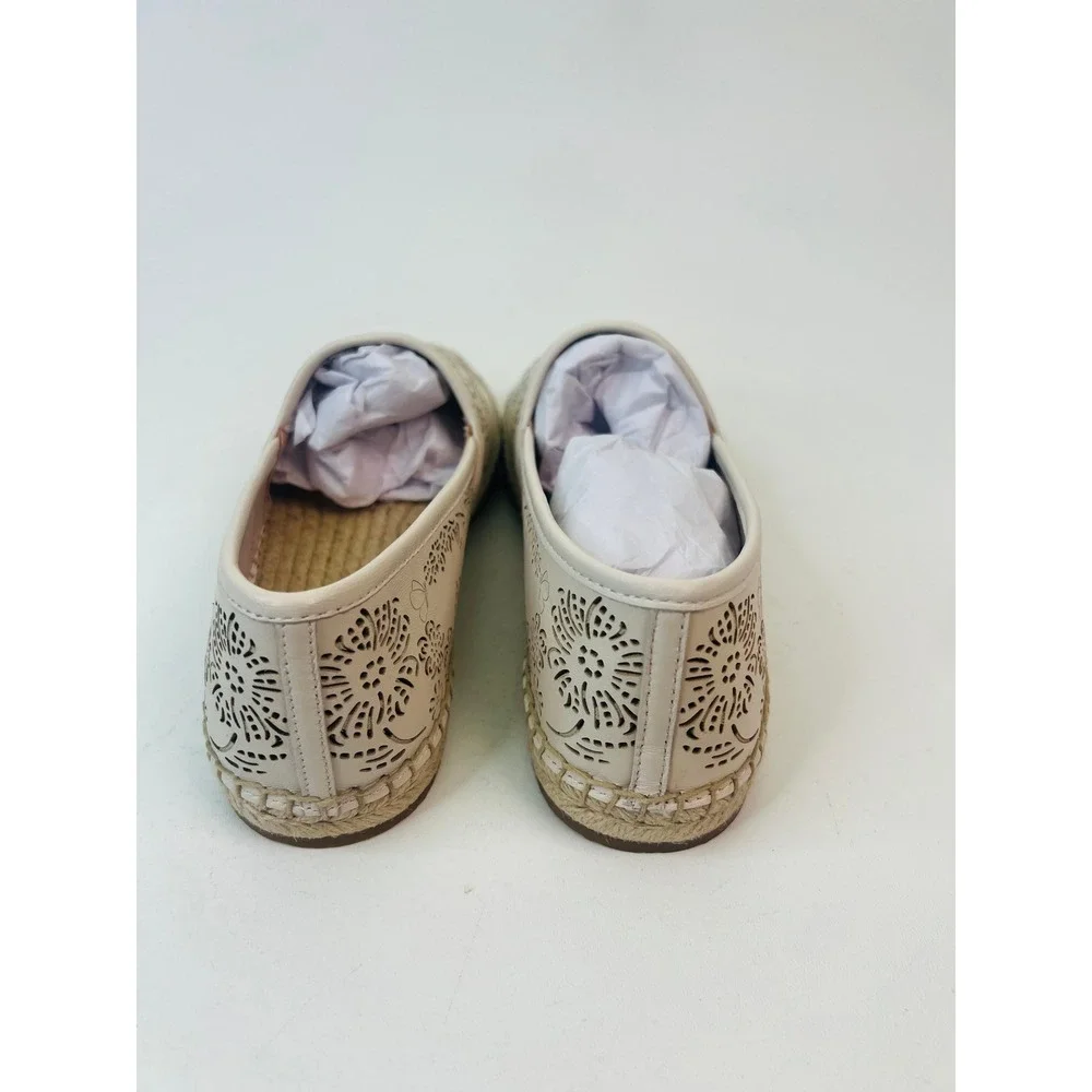 Kate Spade Gwen‎ Floral Flutter Espadrille Flats Parchment Leather Womens 8B